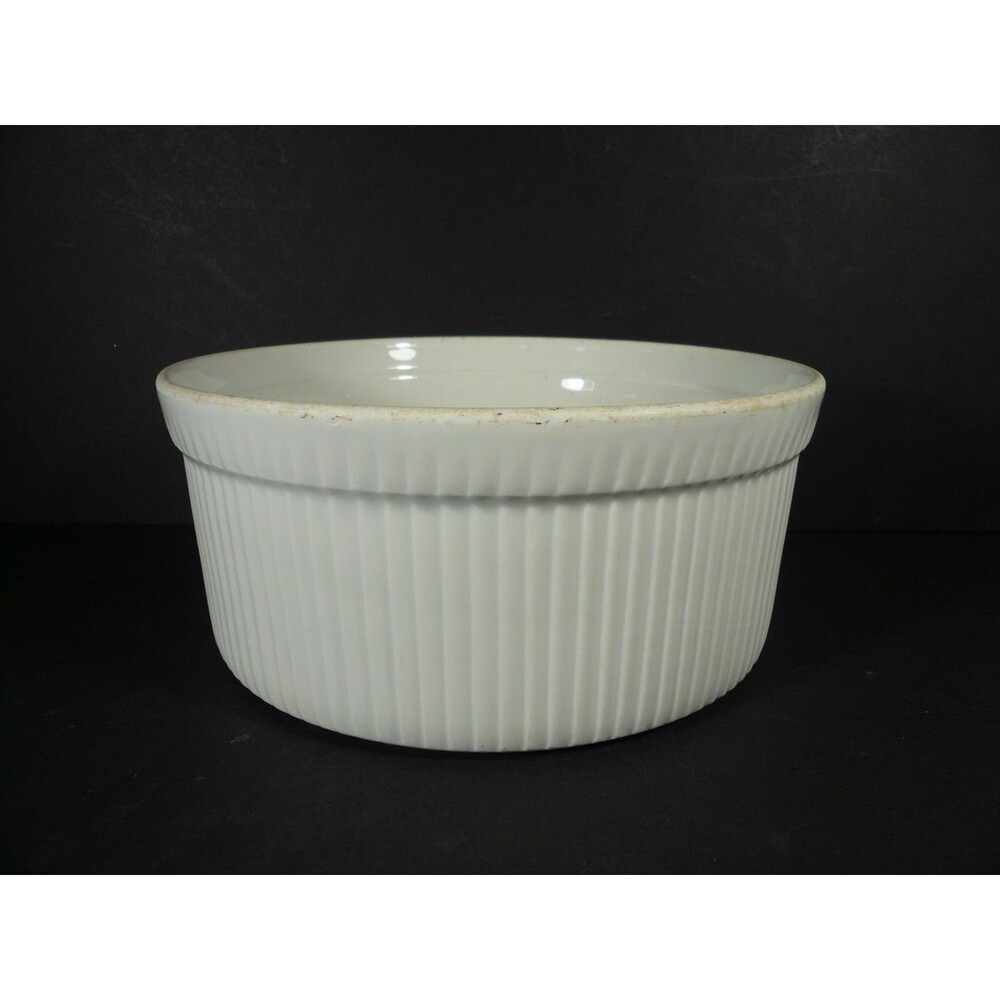 Apilco France 8 1/4" Souffle / Casserole Porcelain Baker Casserole Dish White